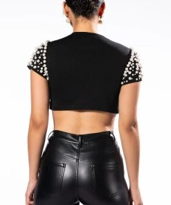 BLING IT ON EMBELLISHED T SHIRT -akira shop bling it on embellished t shirt black 5 5