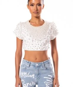 BLING IT ON EMBELLISHED T SHIRT -akira shop bling it on embellished t shirt white 3 3