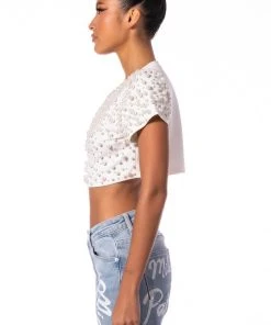 BLING IT ON EMBELLISHED T SHIRT -akira shop bling it on embellished t shirt white 4 4