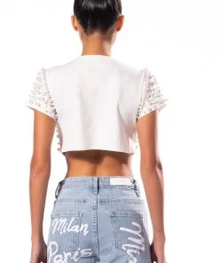 BLING IT ON EMBELLISHED T SHIRT -akira shop bling it on embellished t shirt white 5 5