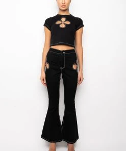 BLOSSOM CUT OUT SHORT SLEEVE TEE SHIRT -akira shop blossom cut out short sleeve tee shirt black 10 10