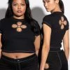 BLOSSOM CUT OUT SHORT SLEEVE TEE SHIRT 1 BLOSSOM CUT OUT SHORT SLEEVE TEE SHIRT -akira shop blossom cut out short sleeve tee shirt black 1 1