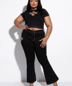 BLOSSOM CUT OUT SHORT SLEEVE TEE SHIRT -akira shop blossom cut out short sleeve tee shirt black 5 5