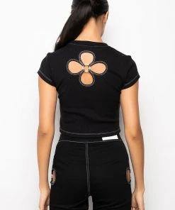 BLOSSOM CUT OUT SHORT SLEEVE TEE SHIRT -akira shop blossom cut out short sleeve tee shirt black 8 8
