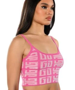 BLOWN AWAY CROPPED KNIT TANK TOP -akira shop blown away cropped knit tank top pink 3 3