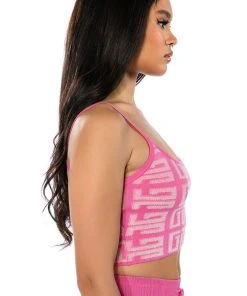BLOWN AWAY CROPPED KNIT TANK TOP -akira shop blown away cropped knit tank top pink 7 7