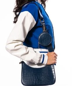 BLUE DREAMS CROC BAGUETTE PURSE SET 15 BLUE DREAMS CROC BAGUETTE PURSE SET -akira shop blue dreams croc baguette purse set navy 1 1