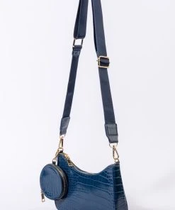 BLUE DREAMS CROC BAGUETTE PURSE SET 13 BLUE DREAMS CROC BAGUETTE PURSE SET -akira shop blue dreams croc baguette purse set navy 3 3 c1