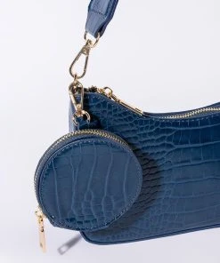 BLUE DREAMS CROC BAGUETTE PURSE SET 11 BLUE DREAMS CROC BAGUETTE PURSE SET -akira shop blue dreams croc baguette purse set navy 4 4
