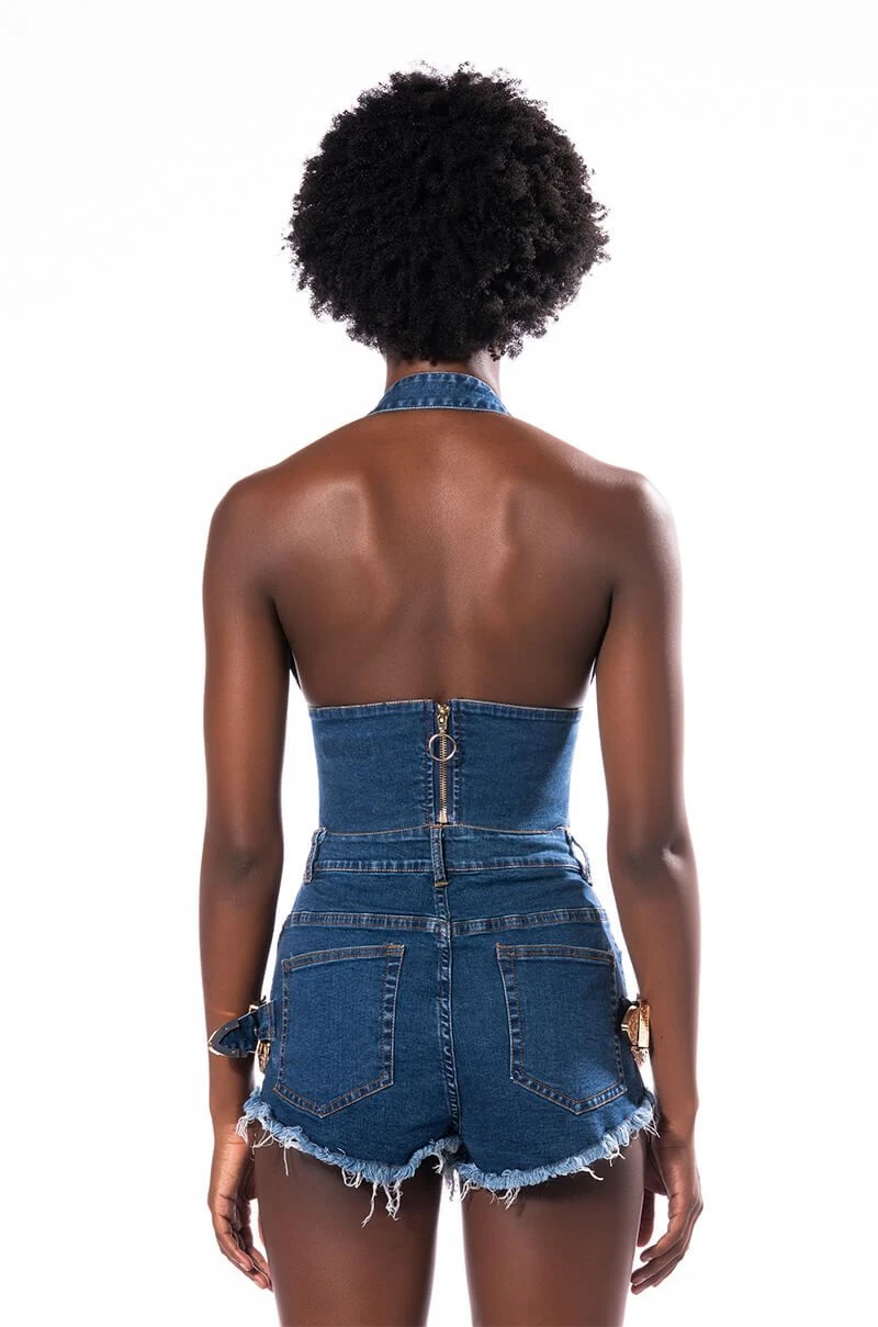 BLUE JEAN BABY BUCKLE HALTER CROP TOP 8 BLUE JEAN BABY BUCKLE HALTER CROP TOP - Image 6