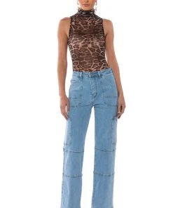 BLUE JEAN BABY WIDE LEG UTILITY JEANS -akira shop blue jean baby wide leg utility jeans medium blue denim 3 3