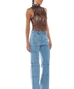 BLUE JEAN BABY WIDE LEG UTILITY JEANS -akira shop blue jean baby wide leg utility jeans medium blue denim 4 4