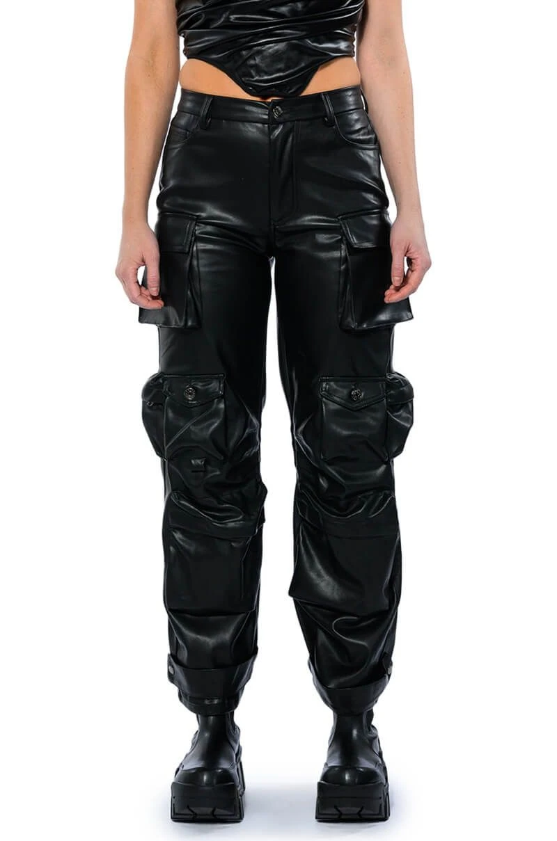 BONNE SOIREE CARGO FAUX LEATHER PANTS 3 BONNE SOIREE CARGO FAUX LEATHER PANTS