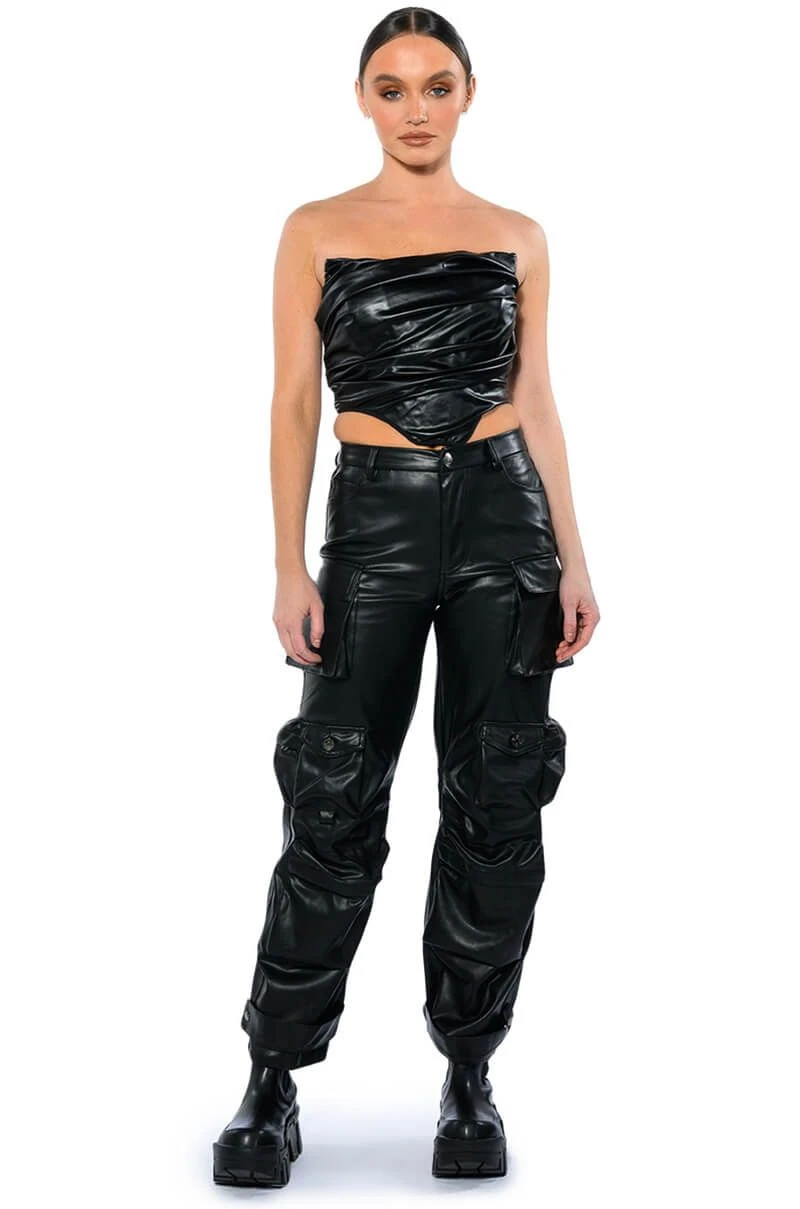 BONNE SOIREE CARGO FAUX LEATHER PANTS 4 BONNE SOIREE CARGO FAUX LEATHER PANTS - Image 2