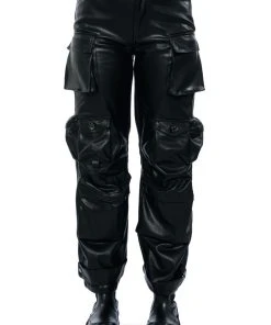 BONNE SOIREE CARGO FAUX LEATHER PANTS 10 BONNE SOIREE CARGO FAUX LEATHER PANTS -akira shop bonne soiree cargo faux leather pants black 3 3
