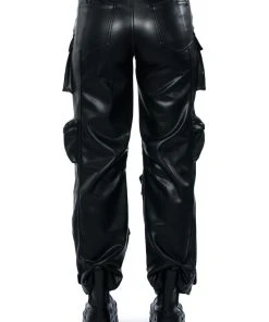 BONNE SOIREE CARGO FAUX LEATHER PANTS 12 BONNE SOIREE CARGO FAUX LEATHER PANTS -akira shop bonne soiree cargo faux leather pants black 5 5