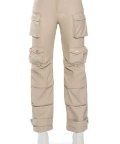 BONNE SOIREE CARGO FAUX LEATHER PANTS 14 BONNE SOIREE CARGO FAUX LEATHER PANTS -akira shop bonne soiree cargo faux leather pants ivory 5 5