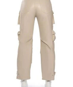 BONNE SOIREE CARGO FAUX LEATHER PANTS 16 BONNE SOIREE CARGO FAUX LEATHER PANTS -akira shop bonne soiree cargo faux leather pants ivory 7 7