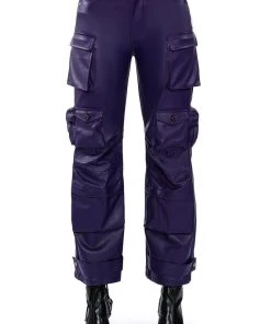 BONNE SOIREE CARGO FAUX LEATHER PANTS 14 BONNE SOIREE CARGO FAUX LEATHER PANTS -akira shop bonne soiree cargo faux leather pants purple 5 5