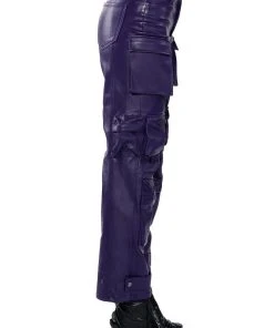 BONNE SOIREE CARGO FAUX LEATHER PANTS 15 BONNE SOIREE CARGO FAUX LEATHER PANTS -akira shop bonne soiree cargo faux leather pants purple 6 6