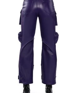 BONNE SOIREE CARGO FAUX LEATHER PANTS 16 BONNE SOIREE CARGO FAUX LEATHER PANTS -akira shop bonne soiree cargo faux leather pants purple 7 7