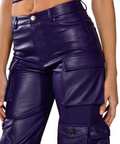 BONNE SOIREE CARGO FAUX LEATHER PANTS 17 BONNE SOIREE CARGO FAUX LEATHER PANTS -akira shop bonne soiree cargo faux leather pants purple 8 8