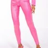 BORN TO SHINE METALLIC SKINNY PANTS IN PINK
