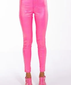 BORN TO SHINE METALLIC SKINNY PANTS IN PINK -akira shop born to shine metallic skinny pants pink 4 4