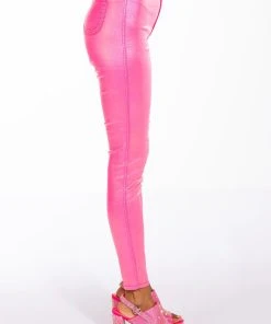 BORN TO SHINE METALLIC SKINNY PANTS IN PINK -akira shop born to shine metallic skinny pants pink 5 5