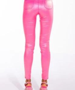 BORN TO SHINE METALLIC SKINNY PANTS IN PINK -akira shop born to shine metallic skinny pants pink 6 6
