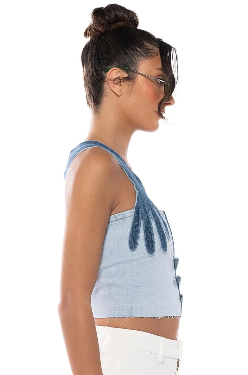 BREAKING CHAINS TWO TONED DENIM TOP 5 BREAKING CHAINS TWO TONED DENIM TOP - Image 3