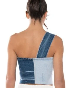 BREAKING CHAINS TWO TONED DENIM TOP 12 BREAKING CHAINS TWO TONED DENIM TOP -akira shop breaking chains two toned denim top dark blue 5 5