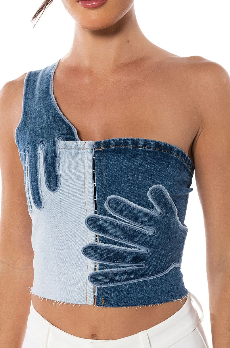 BREAKING CHAINS TWO TONED DENIM TOP 8 BREAKING CHAINS TWO TONED DENIM TOP - Image 6