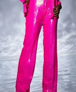 BRIGHT BRIGHT PINK SEQUIN TROUSER -akira shop bright bright pink sequin trouser fuchsia 1 1 c1