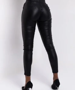 AMMO X AKIRA BIG BOOTY HIGH WAIST PLEATHER PANT WITH 4 WAY STRETCH -akira shop c005 black 3 3