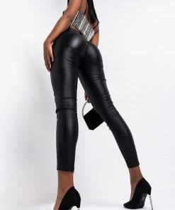 AMMO X AKIRA BIG BOOTY HIGH WAIST PLEATHER PANT WITH 4 WAY STRETCH -akira shop c005 black 6 6 default