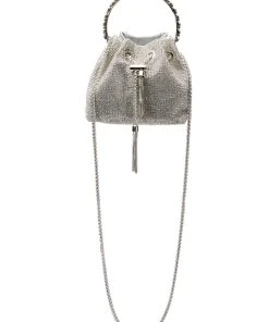 CADENCE EMBELLISHED SILVER BUCKET BAG