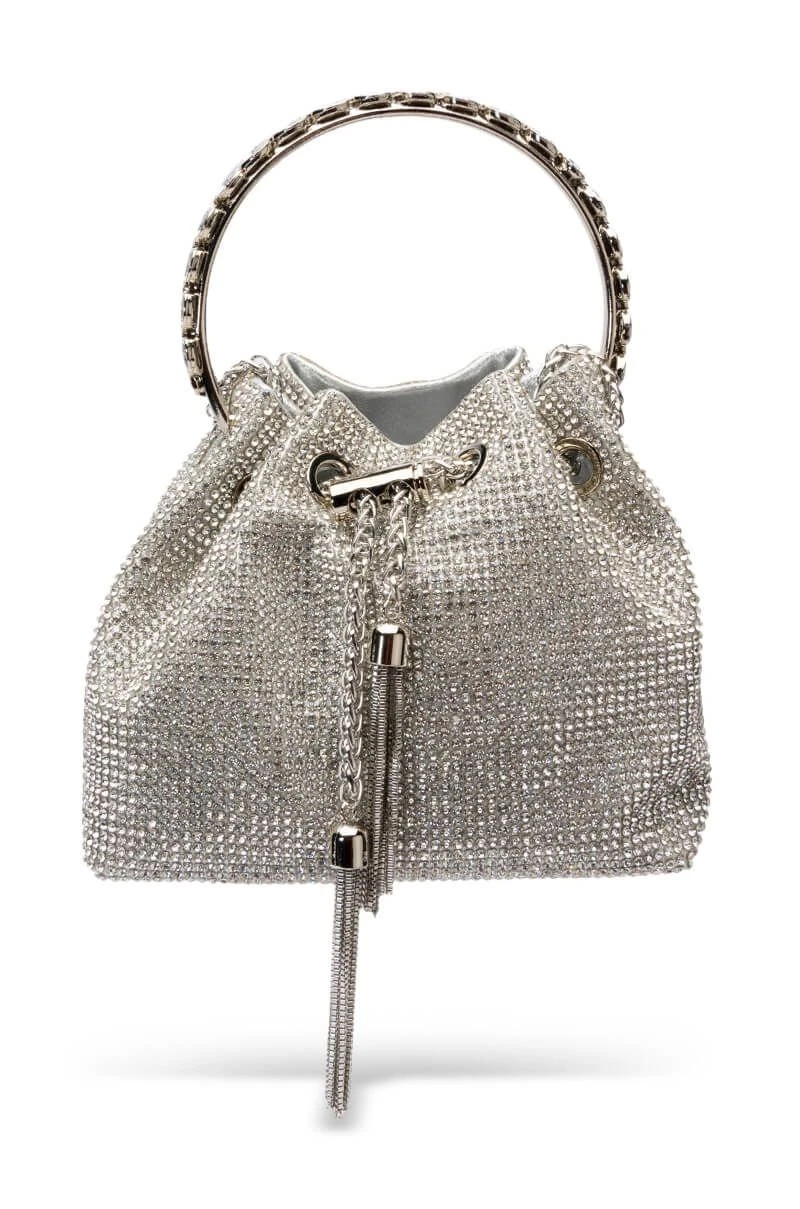 CADENCE EMBELLISHED SILVER BUCKET BAG 4 CADENCE EMBELLISHED SILVER BUCKET BAG - Image 2