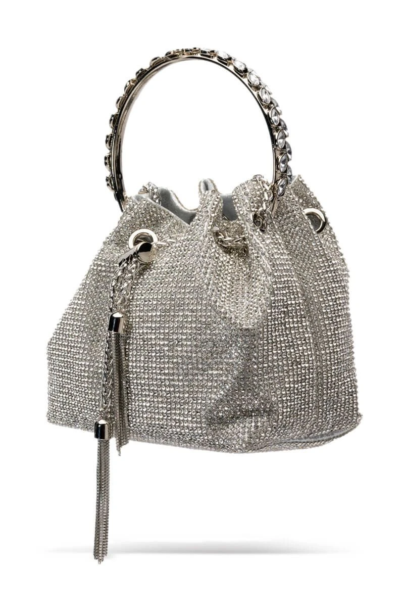 CADENCE EMBELLISHED SILVER BUCKET BAG 5 CADENCE EMBELLISHED SILVER BUCKET BAG - Image 3