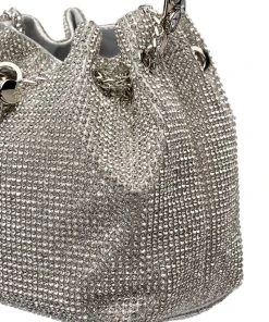 CADENCE EMBELLISHED SILVER BUCKET BAG 10 CADENCE EMBELLISHED SILVER BUCKET BAG -akira shop cadence embellished silver bucket bag silver 5 5