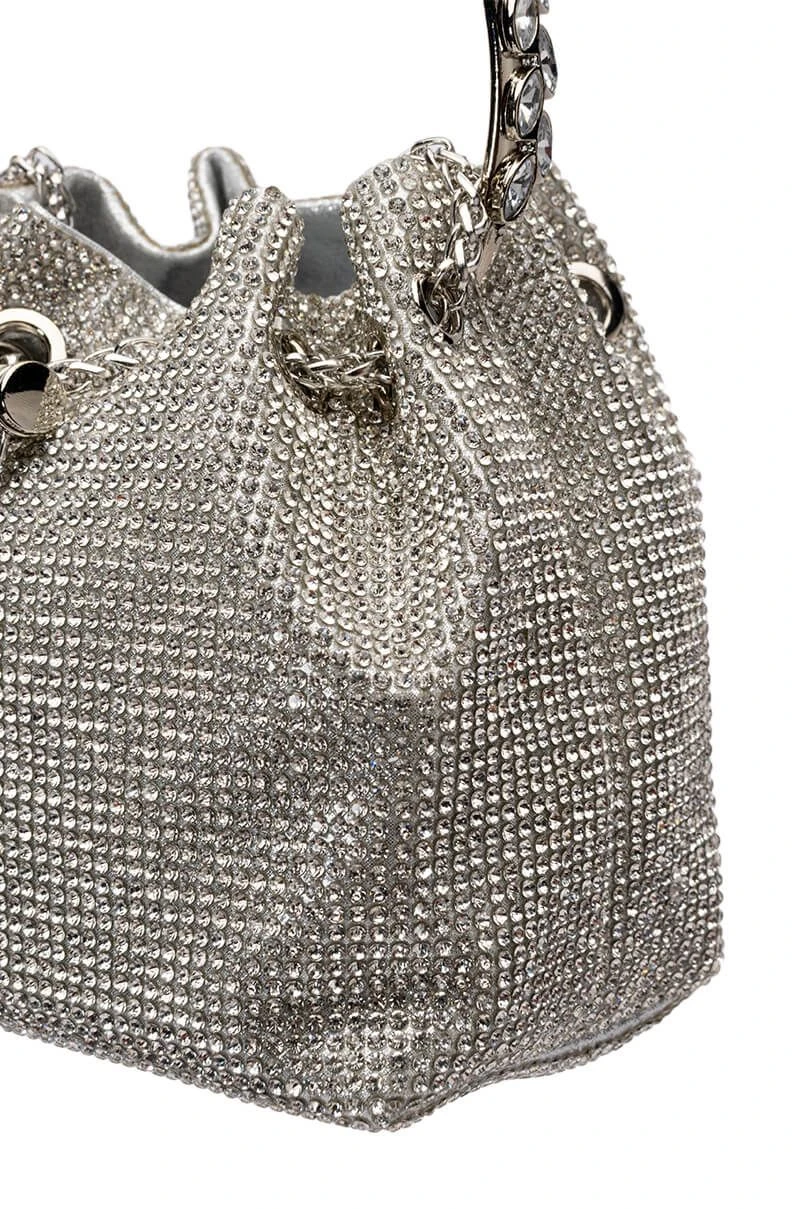 CADENCE EMBELLISHED SILVER BUCKET BAG 6 CADENCE EMBELLISHED SILVER BUCKET BAG - Image 4