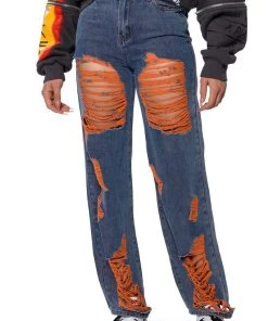 CAREFREE DISTRESSED COLOR RELAXED FIT JEANS
