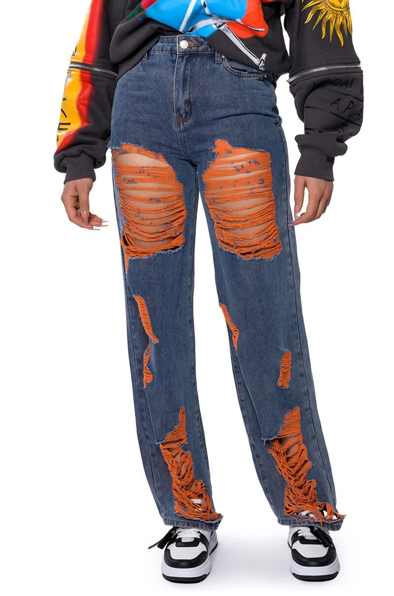 CAREFREE DISTRESSED COLOR RELAXED FIT JEANS 3 CAREFREE DISTRESSED COLOR RELAXED FIT JEANS