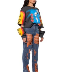 CAREFREE DISTRESSED COLOR RELAXED FIT JEANS 13 CAREFREE DISTRESSED COLOR RELAXED FIT JEANS -akira shop carefree distressed color relaxed fit jeans medium blue denim 4 4