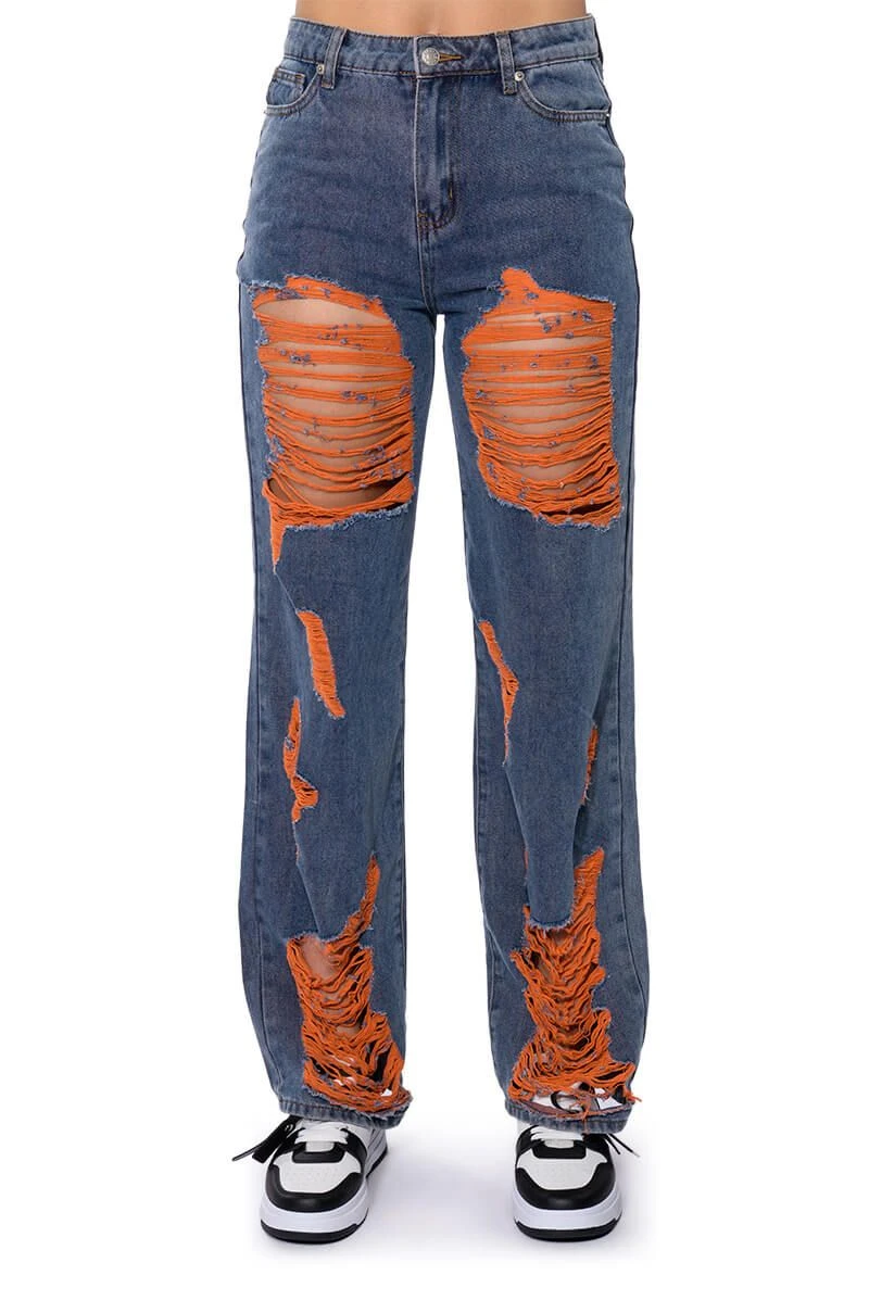CAREFREE DISTRESSED COLOR RELAXED FIT JEANS 7 CAREFREE DISTRESSED COLOR RELAXED FIT JEANS - Image 5