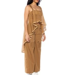 CARGO CHIC WIDE LEG PANTS -akira shop cargo chic wide leg pants beige 3 3