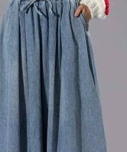 CECE PULL ON SUPER WIDE DENIM PANT -akira shop cece pull on super wide denim pant light blue denim 7 7