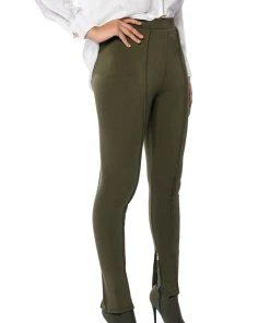 CELINE HIGH RISE SLIT PANT -akira shop celine high rise slit pant olive 2 2