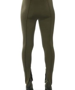 CELINE HIGH RISE SLIT PANT -akira shop celine high rise slit pant olive 7 7