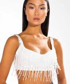 CHA CHA SLIDE BEADED CROP TOP